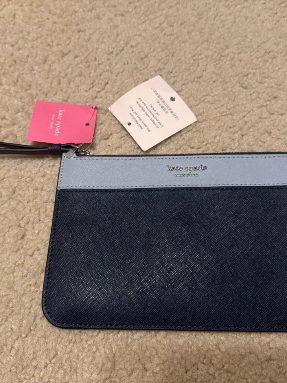 Kate Spade New York Saffiano Leather Wristlet Blue Two Tone Wristlet (3)